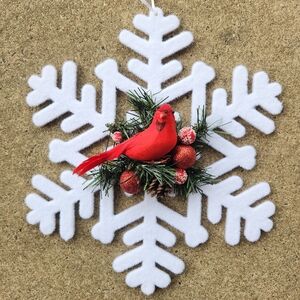 Christmas Cardinal Flocked Snowflake